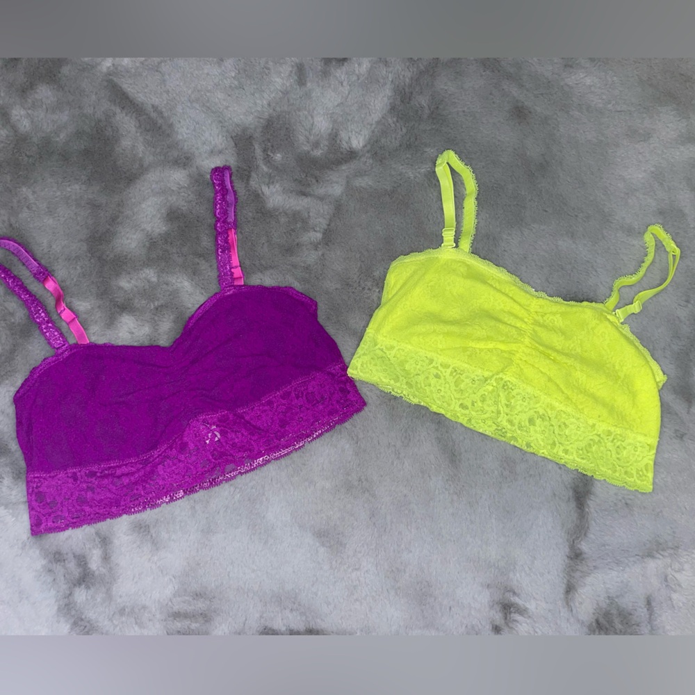 💛Lace Bralette Set in Purple and Yellow